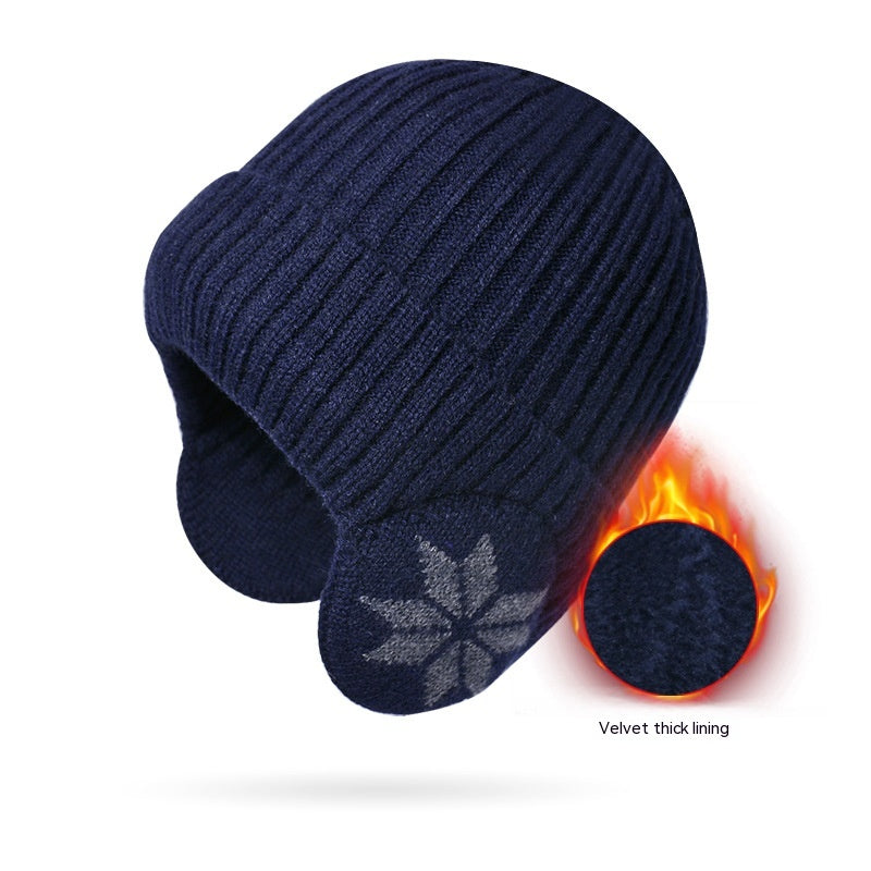 Thermal Knitting Woolen Cap Men's Fleece-lined Thickened Winter cap