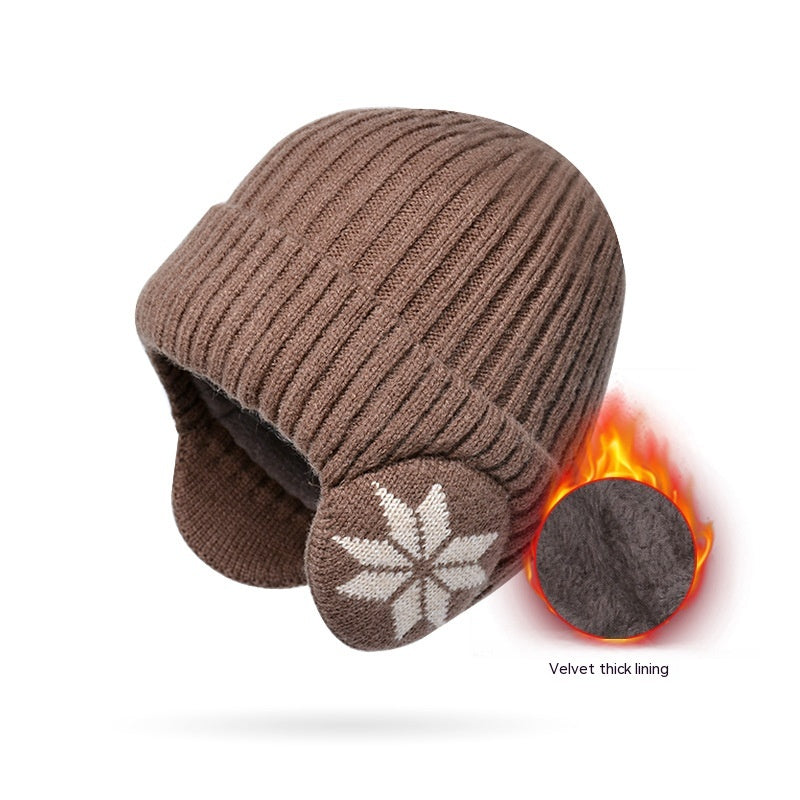 Thermal Knitting Woolen Cap Men's Fleece-lined Thickened Winter cap