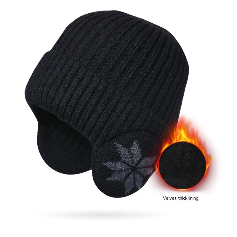 Thermal Knitting Woolen Cap Men's Fleece-lined Thickened Winter cap