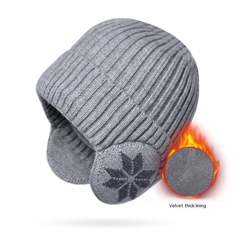 Thermal Knitting Woolen Cap Men's Fleece-lined Thickened Winter cap