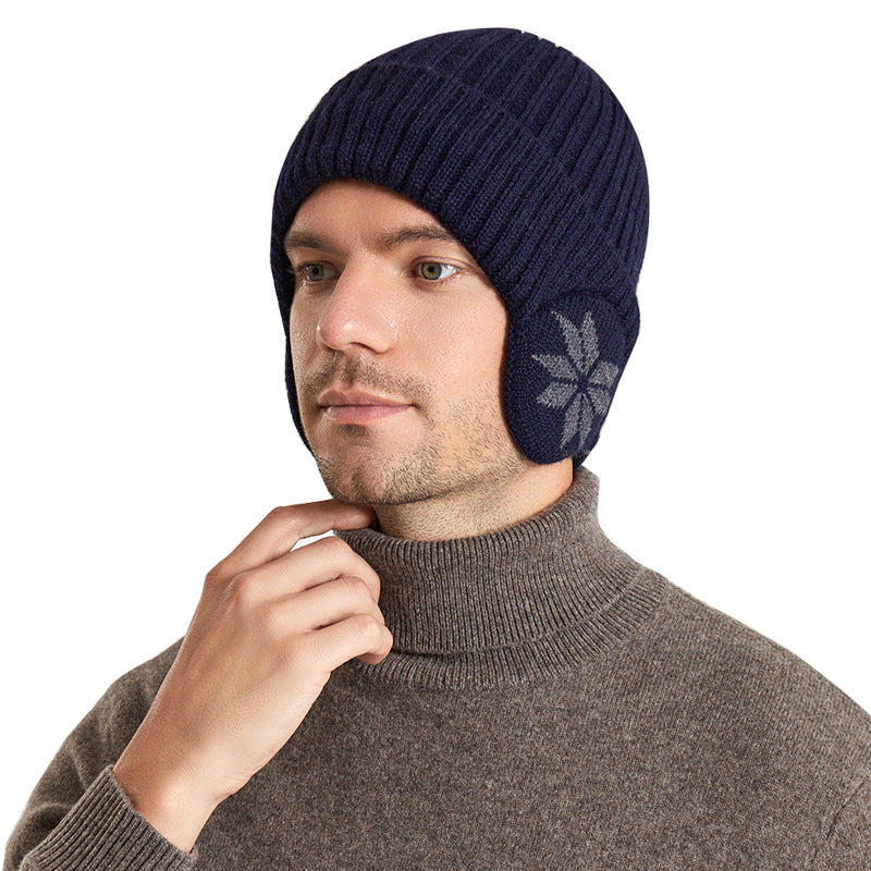 Thermal Knitting Woolen Cap Men's Fleece-lined Thickened Winter cap