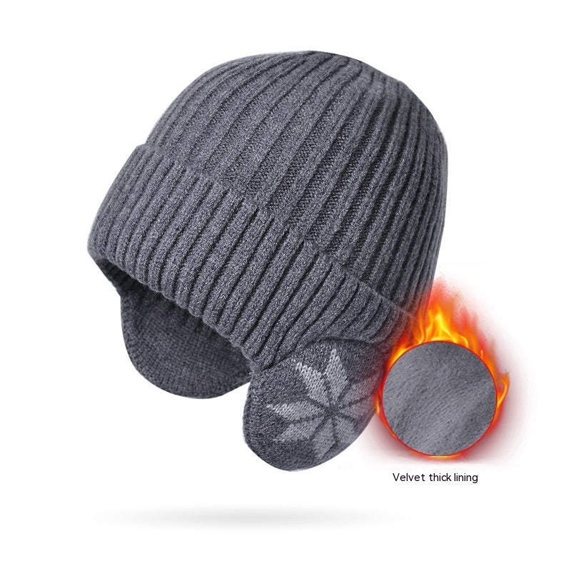 Thermal Knitting Woolen Cap Men's Fleece-lined Thickened Winter cap