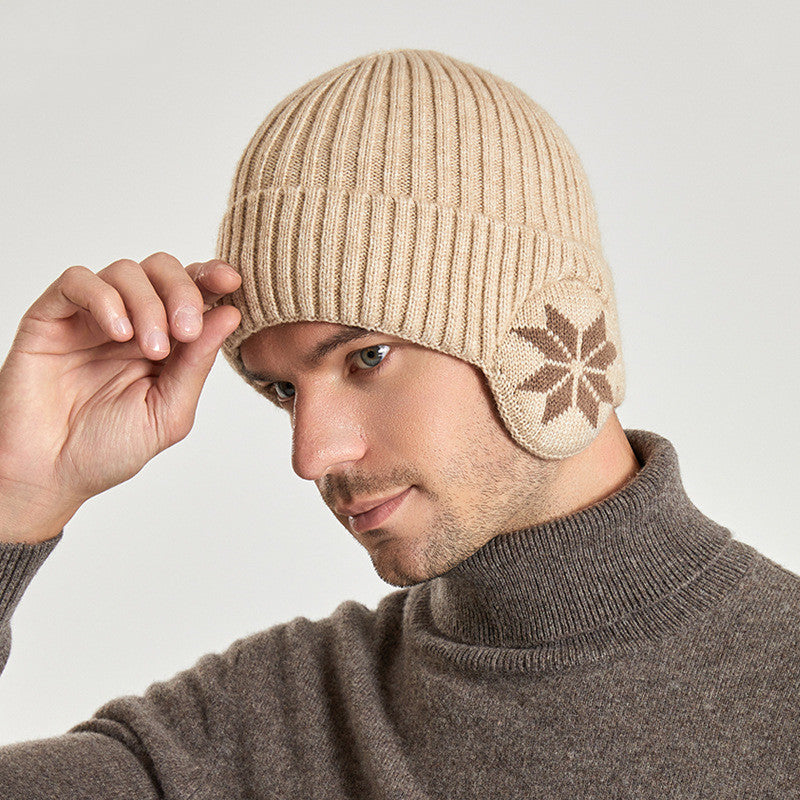 Thermal Knitting Woolen Cap Men's Fleece-lined Thickened Winter cap